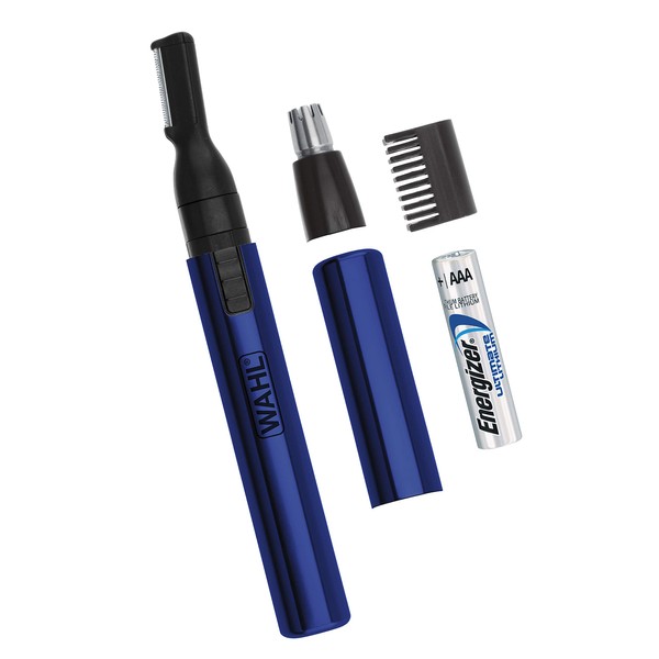 Wahl Lithium 2 in 1 Battery Pen Detail Touch Up Trimmer for Nose, Ear, Neckline, Eyebrow, & Other Detailing - Blue - by The Brand Used by Professionals - Model 5643-200