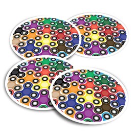 Vinyl Stickers (Set of 2) 10cm - Fidget Spinner Pattern Kids Toy Fun Decals for Laptops,Tablets,Luggage,Scrap Booking,Fridges #15885