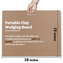 Calpalmy Clay Wedging Board with Convenient Built-in Handle - 12 x 18" Portable Clay Board for Ceramics, Clay Crafts, and Pottery - Sturdy 9mm Thickness MDF Tote Board for Clay Art Enthusiasts