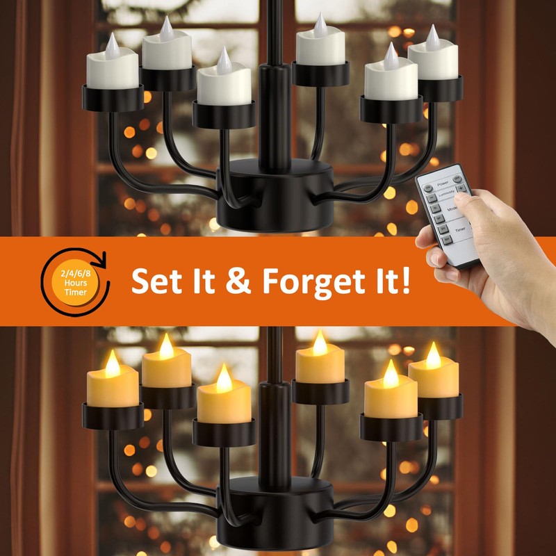 Yme Rechargeable Tea Lights Candles with Charger Storage Base, 6