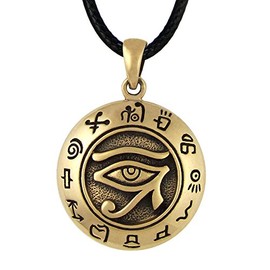 Bronze Egyptian Udjat Eye of Horus Ra Pendant - Egyptian Kemetic Jewelry