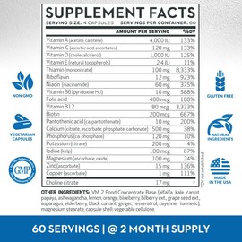 Vitaminerals 2BG+™ B Complex Immune Support High Potency B Complex | Fruits & Veggies Blend | 240 Veggie Caps
