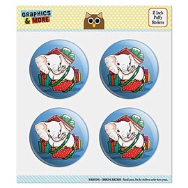 White Elephant in Present Gift Box Holiday Christmas Puffy Bubble Dome Scrapbooking Crafting Sticker Set