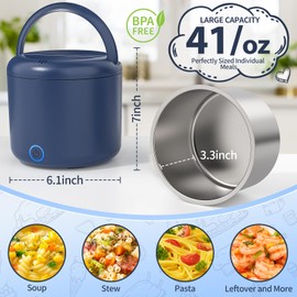 Akhia 41-Ounce Electric Lunch Box for Adults, 80W Heated Lunch Box for Men, Portable Food Warmer for Work with 1.2L 304 Stainless Steel Container and 12V/24V/110V/220V Compatibility in Car Truck