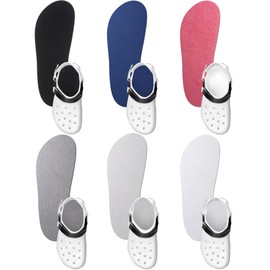 Velmitten 6 Pairs Shoe Insole for Clog Garden Shoe Liner Washable Barefoot Insert Sockless Pad for Women Men Nurse (Red,Navy Blue,White,Dark Gray,Gray,Black)