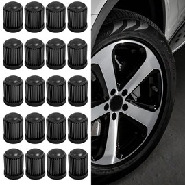 20PCS Tire Valve Stem Caps, Plastic Car Tyre Valve Cap with O Rubber Seal, Dustproof Airtight Seal Wheel Stem Covers, Universal Car Accessories Wheel Valve Dust Cover for SUV Truck Bicycles (Black)