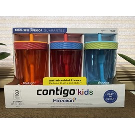 Contigo 3 Contigo Kids Spill-Proof Plastic Tumblers with Straws 14 Fl Oz BPA-free
