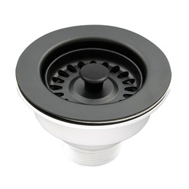 PLADOS Kit contra Canasta PVC + Dispensador de Jabón con Cabezal de Acero Inoxidable para Fregadero (Negro)