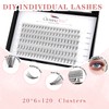 Glowing Win Individual Eyelashes, Individual Cluster Lashes, Natural, 120 Pieces,