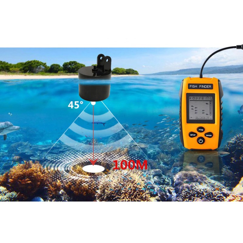 Fish Finder LCD LED Visual Echo Sounder Alarm Fishing Transducer