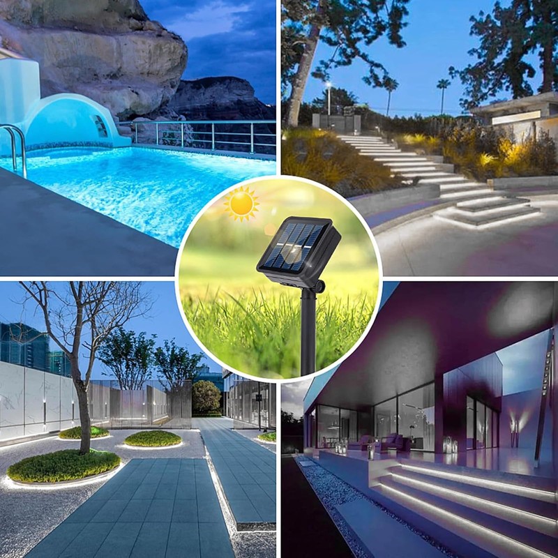 Solar LED Strip Lights Outdoor Waterproof 19.6FT 180 LED White