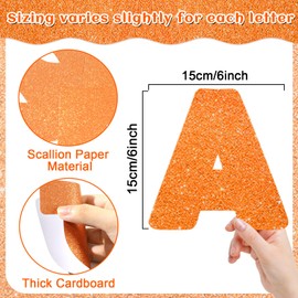 Qyeahkj 150 PCS Large 6" Font Letters and Punctuation Set Glitter Orange Classroom Alphabet Cutouts for Bulletin Board Home School a Great Helper to Inspire Students' Learning Interest