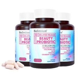 BioEmblem Beauty Probiotics for Women, Daily Probiotics 35 Billion CFU 14 Strains with Biotin, Collagen, Prebiotics for Digestive Health - Size: [90 Days] Value Pack (30 Capsule * 3)