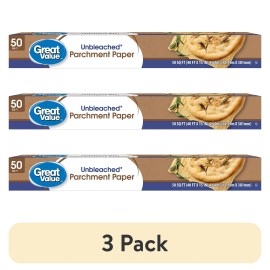 (3 pack) Great Value Unbleached Parchment Paper Roll, 50 Sq ft
