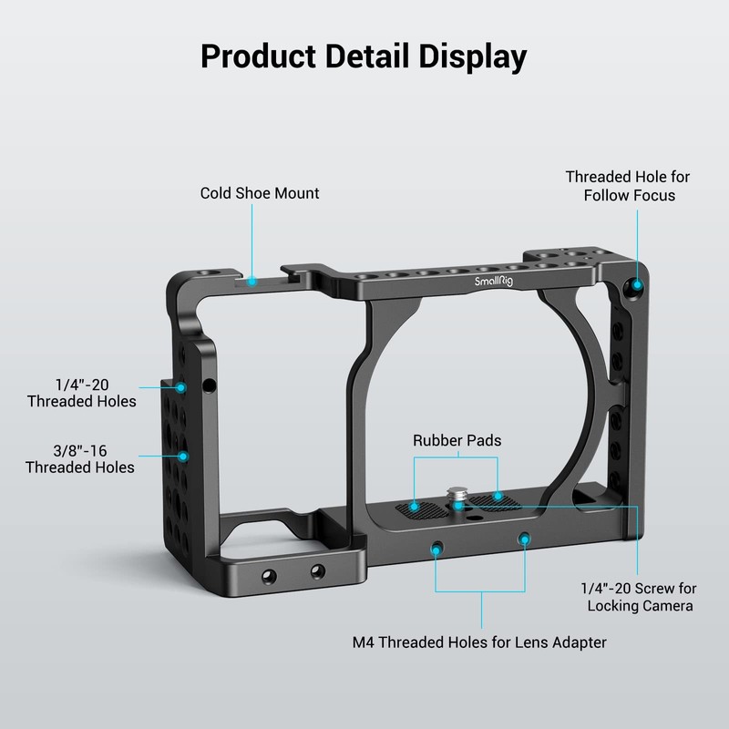 SmallRig Camera Cage for Sony A6000/A6300/A6500 ILCE-6000/ILCE-6300/ILCE-A6500/Nex-7 with 1/4" 3/8"