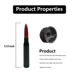 Ziciner Antena de bala de coche, mástil de antena corta de repuesto para vehículo, aluminio resistente al polvo, decoración de antena con convertidor, accesorios universales de decoración exterior del coche (rojo)