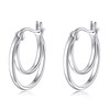 Double Hoop Earrings Sterling Silver Fashion Circle Endless Hoops Layered