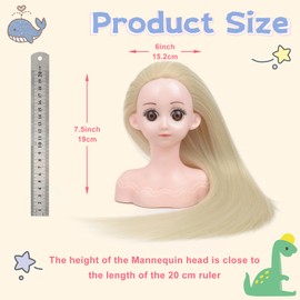 VEELTRAS Mannequin Head Professional Mannequin Head with Synthetic Straight Hair,Mini Mannequin Styling Head to Practice Braiding(613#)