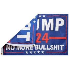 Trump 2024 No More BS Bullshit Blue Premium Quality Heavy Duty Fade Resistant 100D Woven Poly Nylon 4x6 4'x6' Flag Banner Grommets