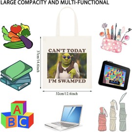 Green Monster Fans Gift Monster Movie Gift Can't Today I'M Swamped Tote Bag Monster Cartoon Gift (Can't Today tote CA)