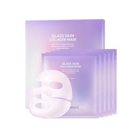 Cell Fusion C Mascarilla De Colágeno Glass Skin, 35 G X 5 Unidades, Mascarilla De Hidrogel Nocturna Con Triple Colágeno, Hidratante Y Reafirmante, Cuidado De La Piel Coreano