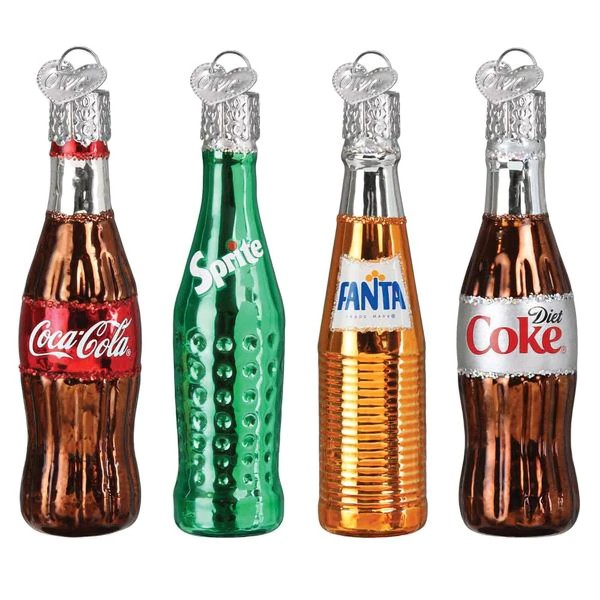 Old World Christmas Ornaments Coca-Cola Mini Beverage Set Glass Blown