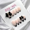 Black Ribbon Luxury Handmade Nail Tips - Short Almond /