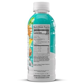 RECOVER 180 Organic Sports Hydration Drink, No Sugar Added, 20 Calorie Sports Beverage, Organic Flavors With Vitamins, Potassium-Packed Electrolytes (16.9 Fl Oz (Pack of 12), Tropical Ice)