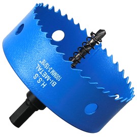 Hole Saw 100 mm, HSS M42 Bi-Metal High-Speed Steel Hole Drill Bit for Wood, Plastic, Drywall and Drywall, Blue