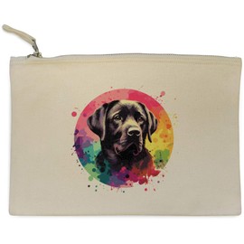 'Colourful Black Labrador Dog Portrait' Canvas Clutch Bag/Accessory Case (CL00038652)