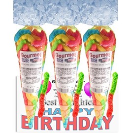 Best Daughter Happy Birthday Series Bright Sour Worms (NET WT 31 OZ) (Pack of 3) In 1 Box Gourmet Kruise Signature Gift Bags