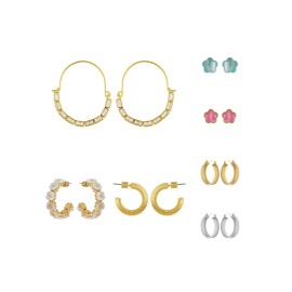 2025 Hot Selling 86 York Brand Simple and Fashion Brass Flower Shell Earrings Light Luxury C-shaped Earring for WomenColor: ELFIEPG