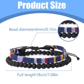Teegxddy 2 pieces surfer bracelet men and women - bracelet men - handmade - pearl bracelet boho fabric bracelet - colourful hand-woven bracelet - handmade retro fabric bracelet, black