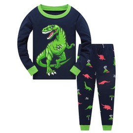 Akyzic Little Boys Pajamas Children Dinosaur Pjs Set Toddler Cotton Long Sleeve Sleepwear 2 Piece Outfit Nightwear For Kids Age 10 Years