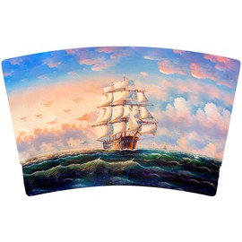 Mugzie 16 Ounce Stainless Steel Cocktail Shaker - Martini Shaker with Wetsuit Cover - Sailboat Painting