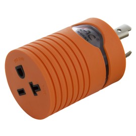 AC WORKS NEMA L6-20P 20Amp 250Volt Locking Plug to NEMA 6-15/20R 15/20Amp 250Volt Female Connector Adapter (Compact)