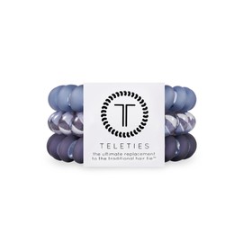 TELETIES - Large Spiral Hair Coils - Fall Collection - Ponytail Holder Hair Ties for Women - Phone Cord Hair Ties - Strong Grip, No Rip, Water Resistant, No Crease - 3 pack - Midnight Rain
