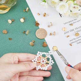 UNICRAFTALE 20 Pieces Golden 10 mm Round Stud Earrings Hypoallergenic Earrings Accessories Stainless Steel Flat DIY Earring with Hole 0.8 mm Pin Earring Hook Earring Making Parts for DIY Jewellery