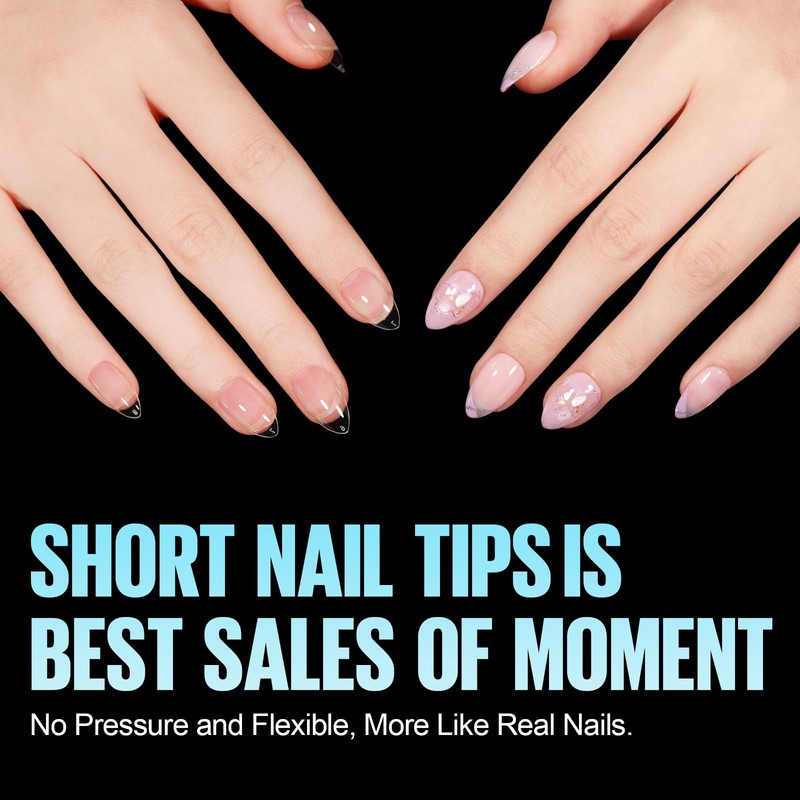 TOMICCA Artificial Nail Tips for Gel Nails, Gel Nails, Almond