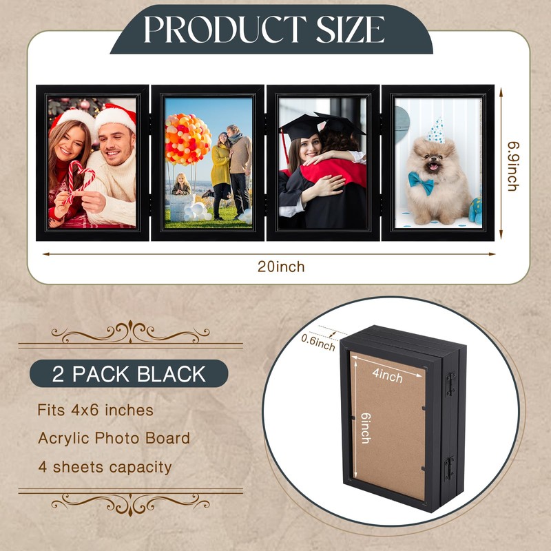 Sintuff 2 Pack 4 Folding Christmas Picture Frame Collage 4×6