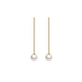 SLUYNZ 925 Sterling Silver Pearl Dangle Earrings Chain for Women Long CZ Dangling Earrings Pearl Drop (B-Gold Plated)