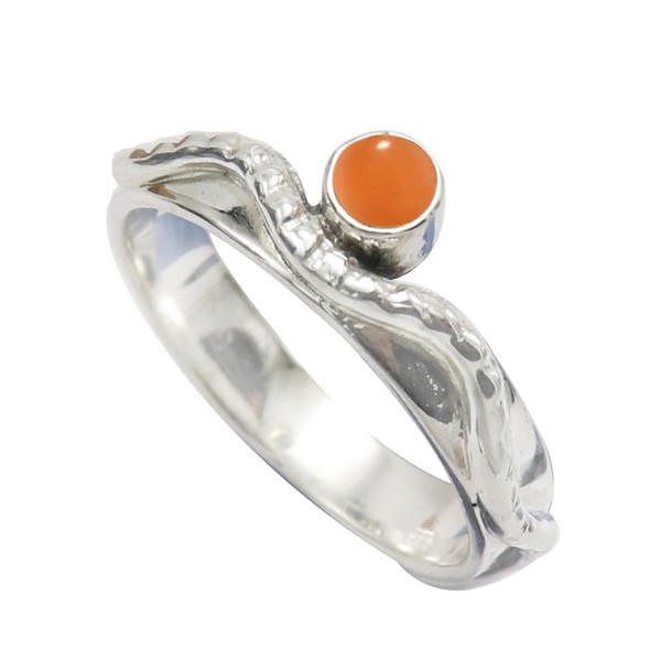 SILVERTROVE Pfirsichfarbener Mondstein-Edelstein-Bandring, Sterlingsilber, ring für Männer und Frauen, Bandring