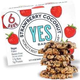 Yes bar – Strawberry Coconut – (6Count) Plant Based Protein, Decadent Snack bar – Vegan, Paleo, Gluten Free, Low Sugar, Healthy Snack, Breakfast, On-The-Go, for Kids & Family