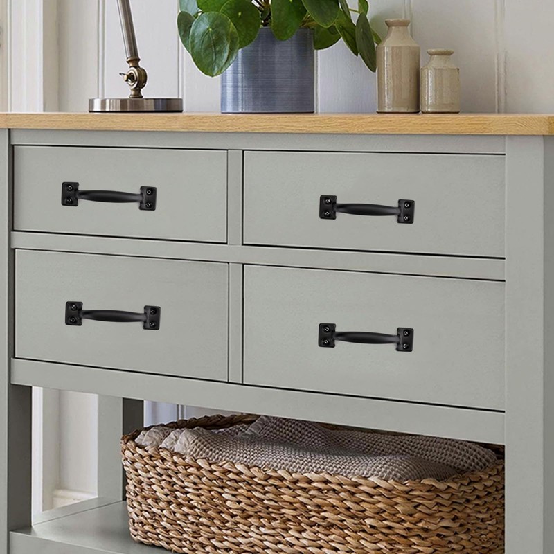 Tebery 4 Pack Utility 6-1/2 Inch Pulls in Black Metal