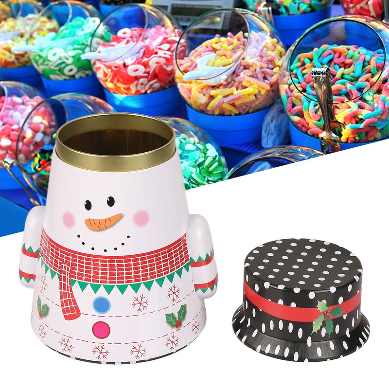 Christmas Candy Iron Box Roly Poly Design Santa Claus Snowman