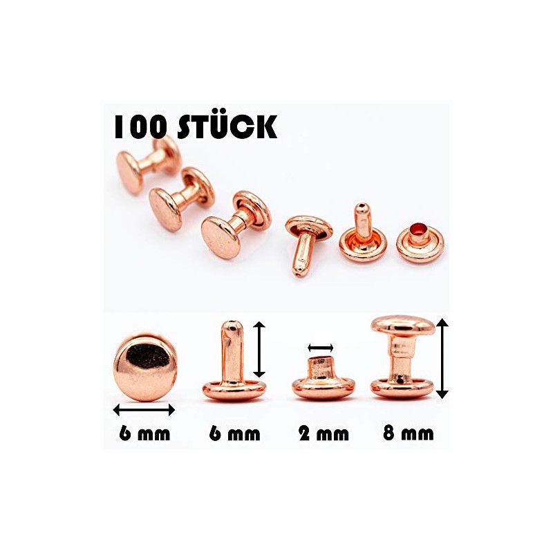 My Belt - Pack of 100 Hollow Rivets for Leather,