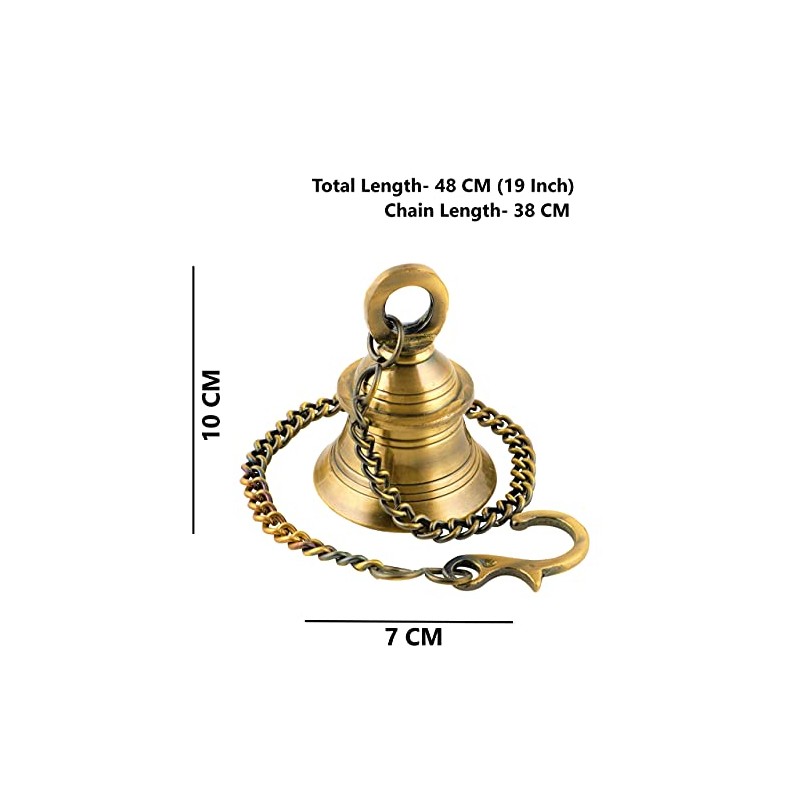 UAPAN Brass Decorative Wall Hanging Bell with Chain & Hook