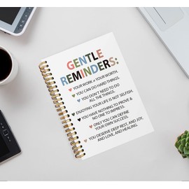 ISANOU Mental Health Notebook,Gentle Reminders Lined Spiral Notebook Hardcover,College Ruled Notebook,Office School Journal Notebook for Work,5.5x8.3 Inch 80 Pages,Self Love Gifts for Women Teen Girl