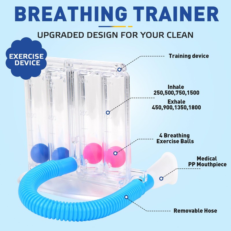 Rierousy Breath Trainer, Lung Trainer, Breathing Trainer with 4 Colourful