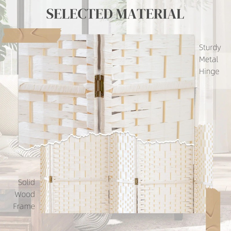 8 Panel Traditional Art Folding Room Divider Portable White Wave